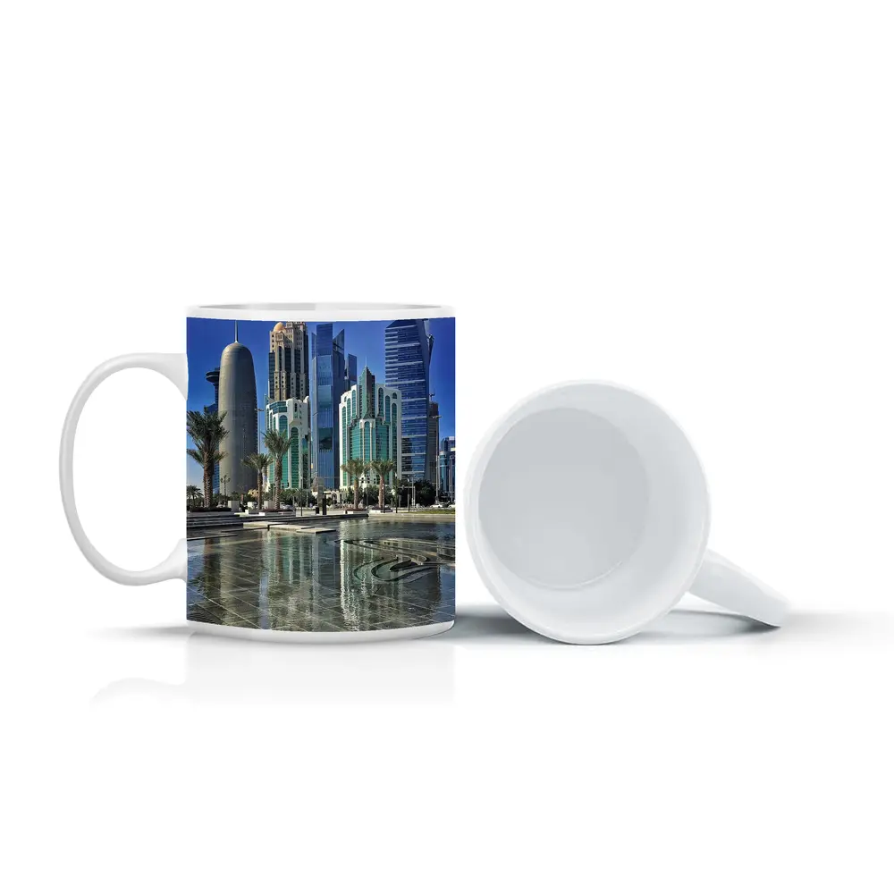 Doha Qatar Skyline Towers Palm Trees – Mugs