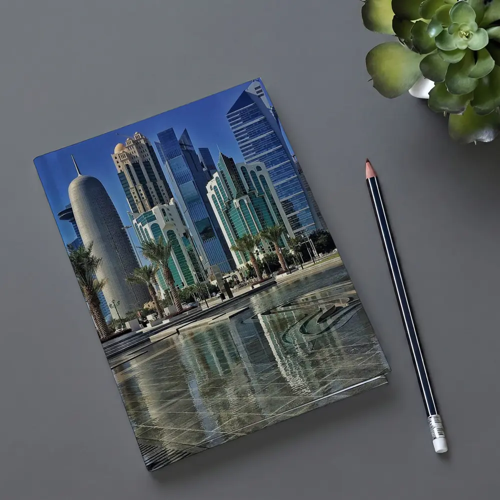 Doha Qatar Skyline Towers Palm Trees – Notebooks