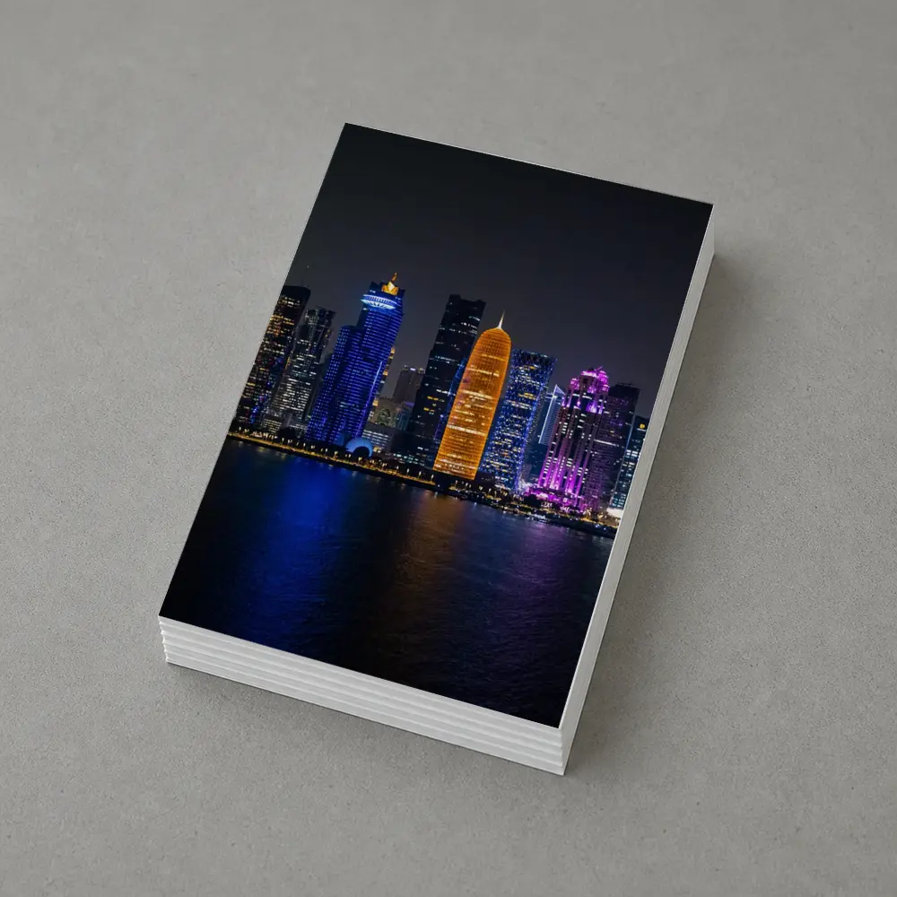 Doha Qatar Skyline Glowing At Night – Postcards