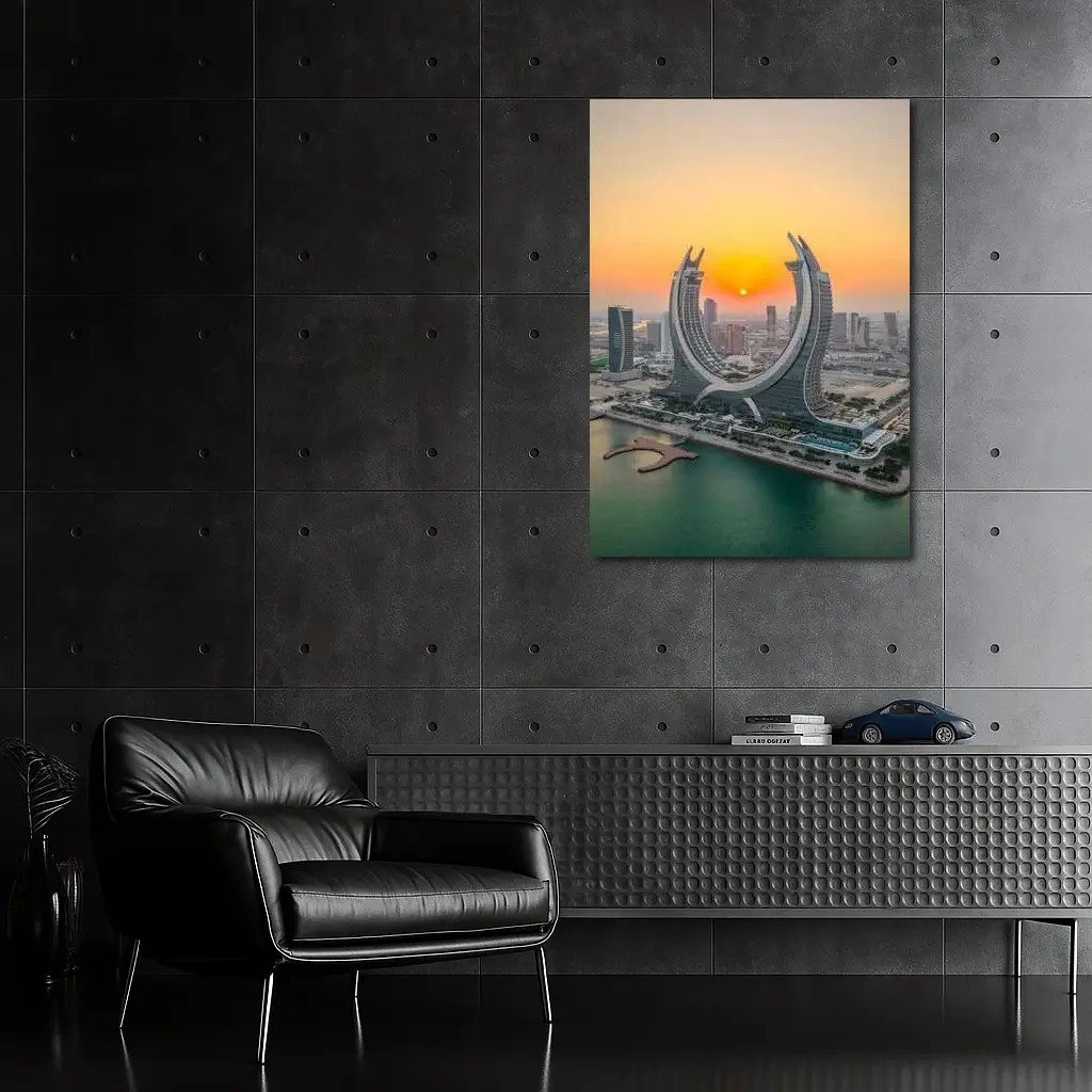 Katara Towers Doha Qatar Sunset Skyline – Wall Art