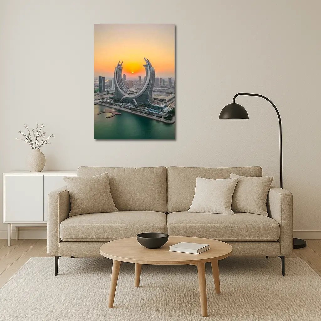 Katara Towers Doha Qatar Sunset Skyline – Wall Art