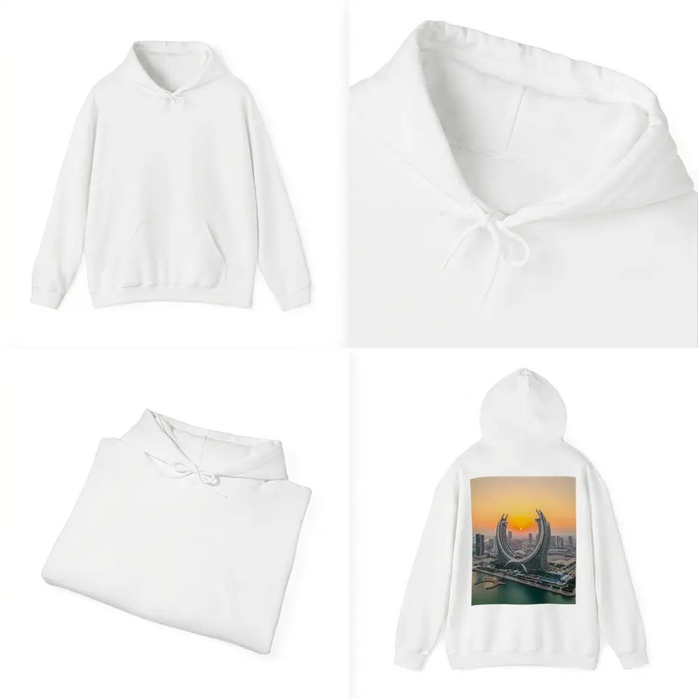 Katara Towers Doha Qatar Sunset Skyline – Hoodies