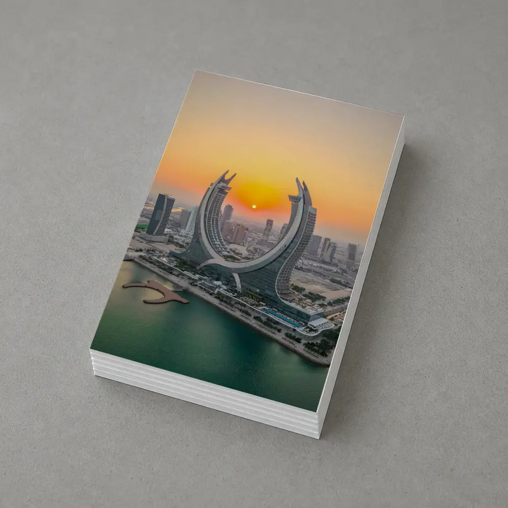 Katara Towers Doha Qatar Sunset Skyline – Postcards