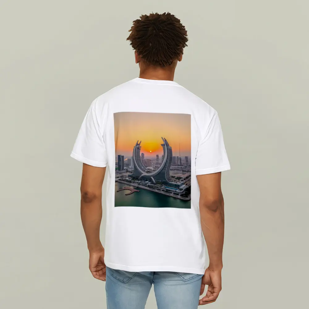 Katara Towers Doha Qatar Sunset Skyline – T-Shirts