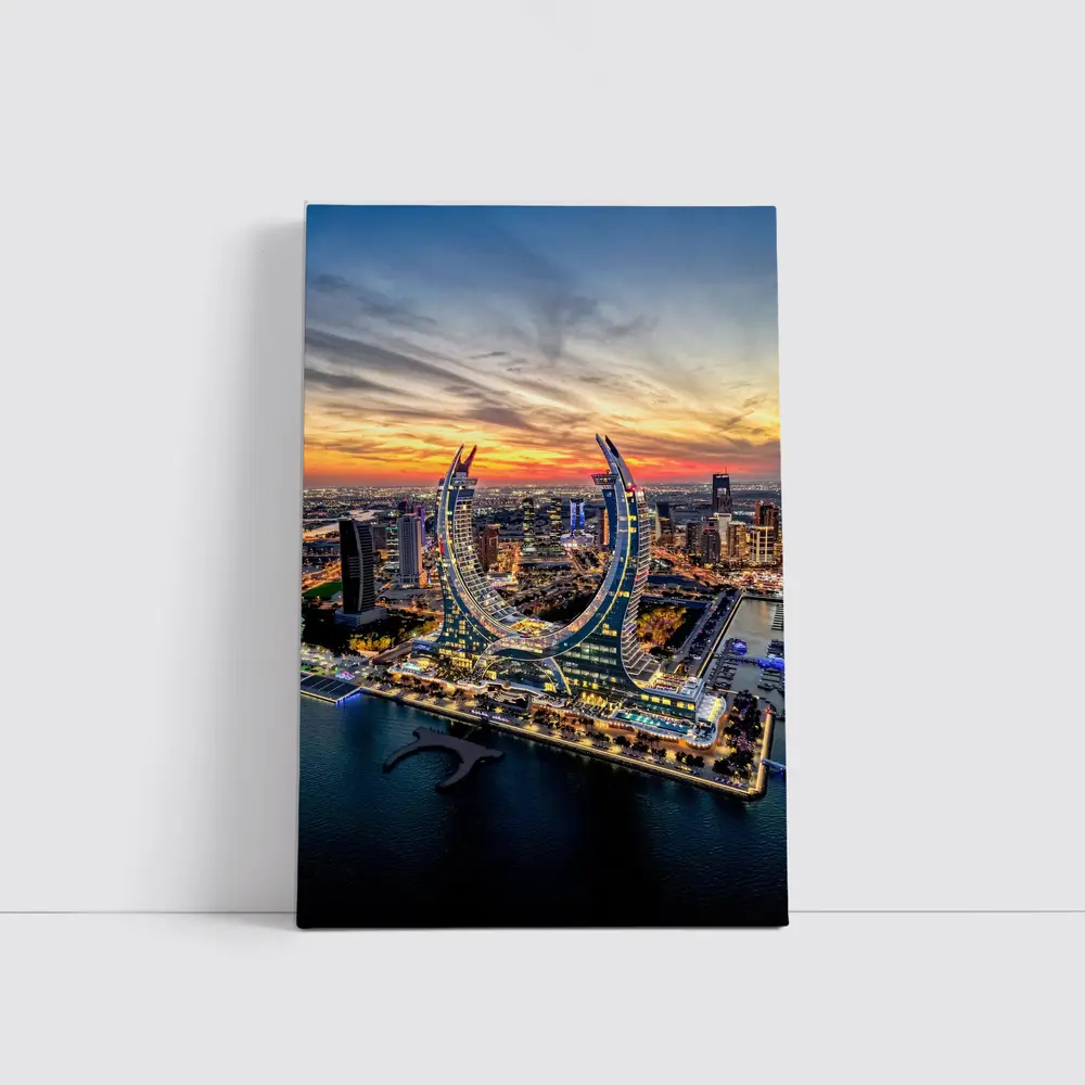 Lusail City Qatar Skyline Sunset Aerial View – Wall Art
