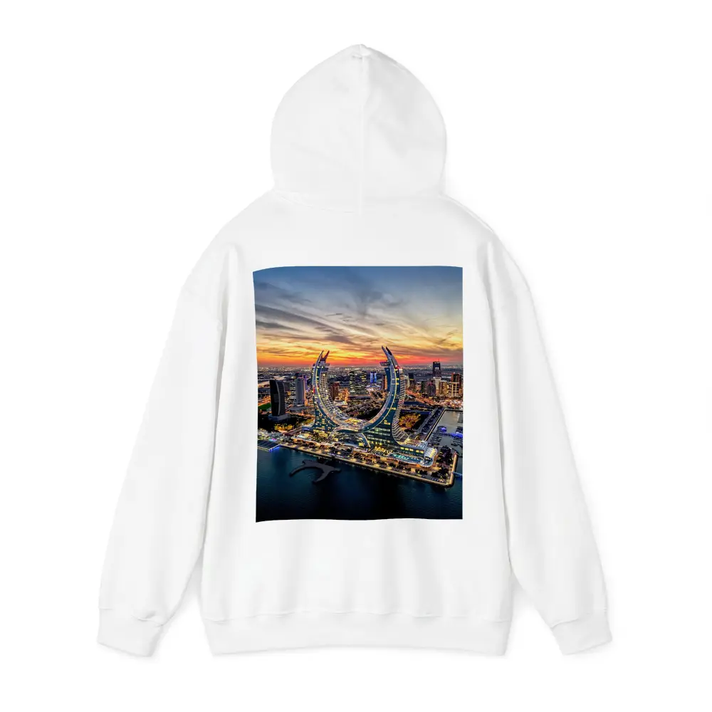 Lusail City Qatar Skyline Sunset Aerial View – Hoodies