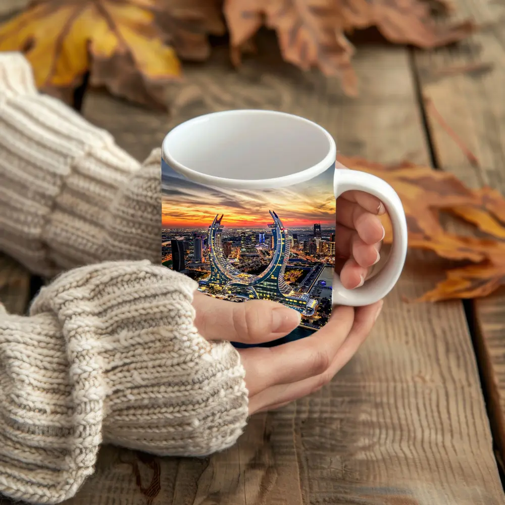 Lusail City Qatar Skyline Sunset Aerial View – Mugs