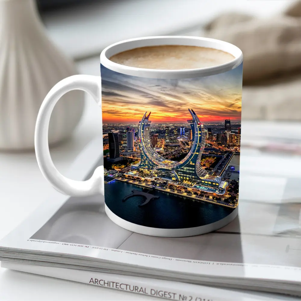 Lusail City Qatar Skyline Sunset Aerial View – Mugs