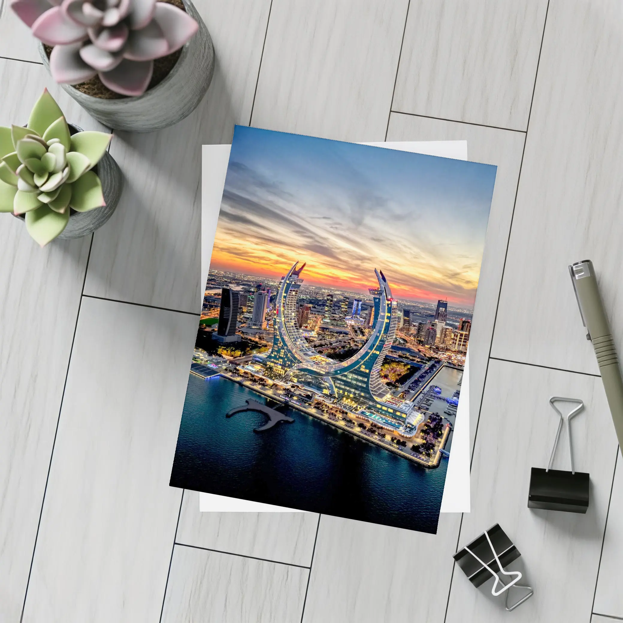 Lusail City Qatar Skyline Sunset Aerial View – Postcards