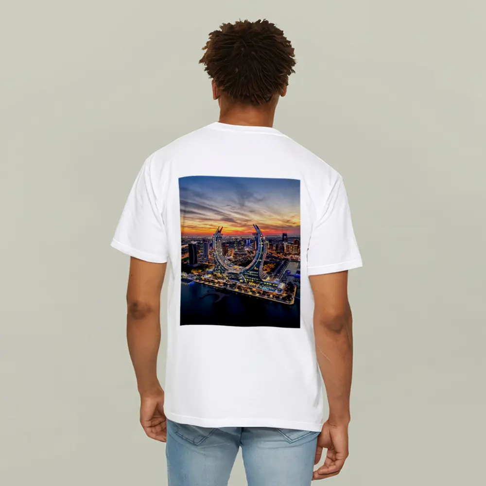 Lusail City Qatar Skyline Sunset Aerial View – T-Shirts