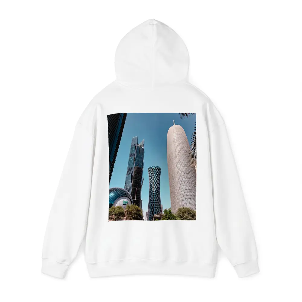 Doha Qatar Skyscrapers Blue Sky Cityscape – Hoodies