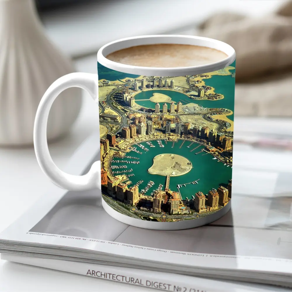 Pearl Qatar Aerial View Doha Marina – Mugs