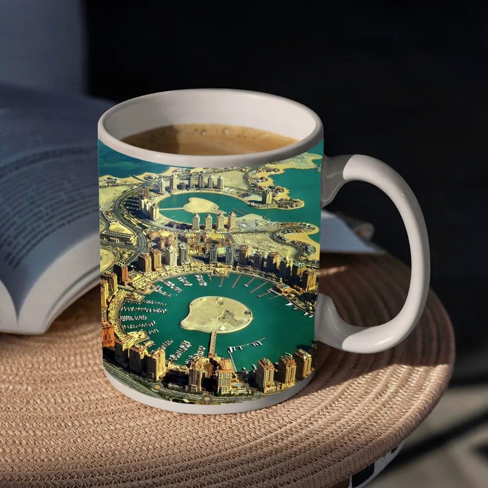 Pearl Qatar Aerial View Doha Marina – Mugs