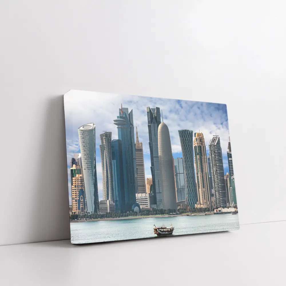 Doha Qatar Skyline Waterfront Dhow Boat – Wall Art