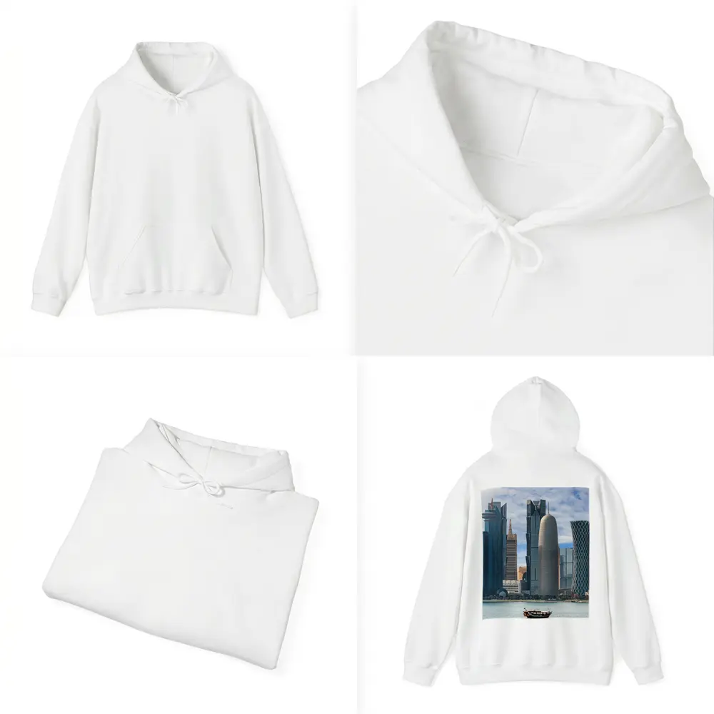 Doha Qatar Skyline Waterfront Dhow Boat – Hoodies