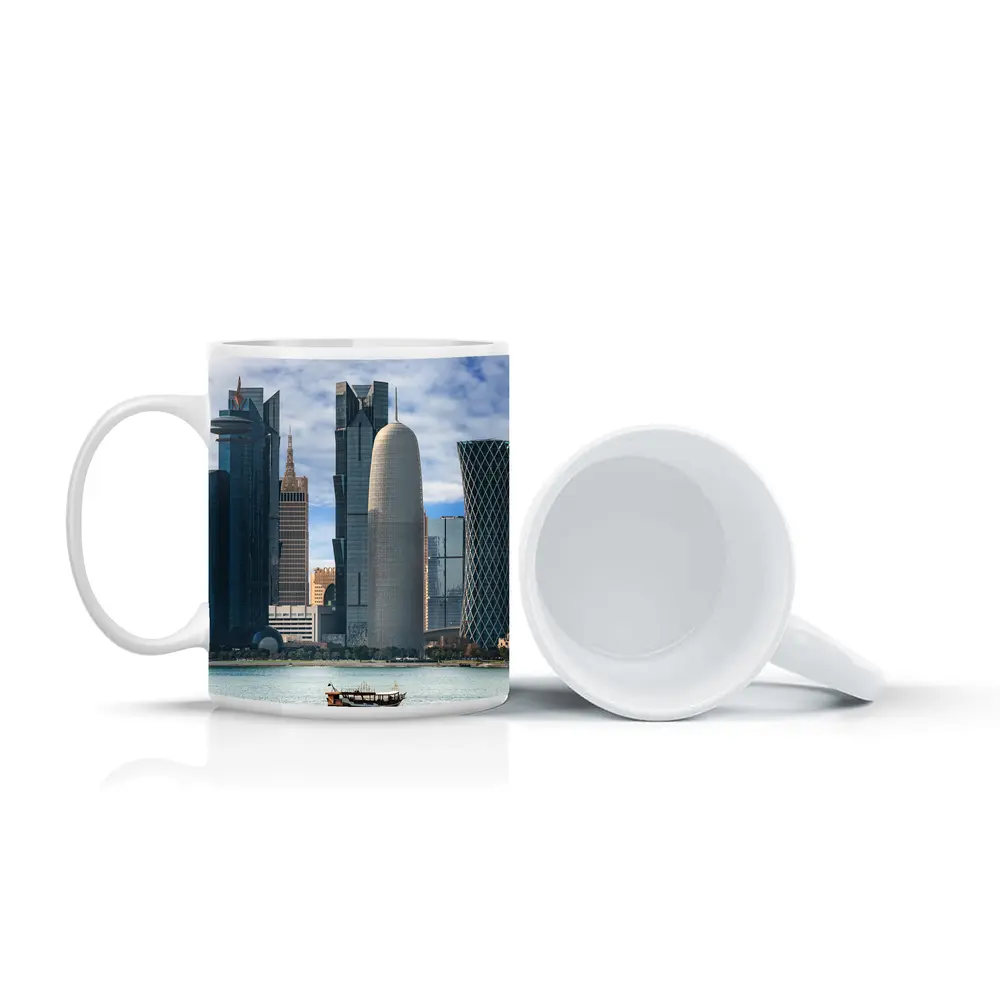 Doha Qatar Skyline Waterfront Dhow Boat – Mugs