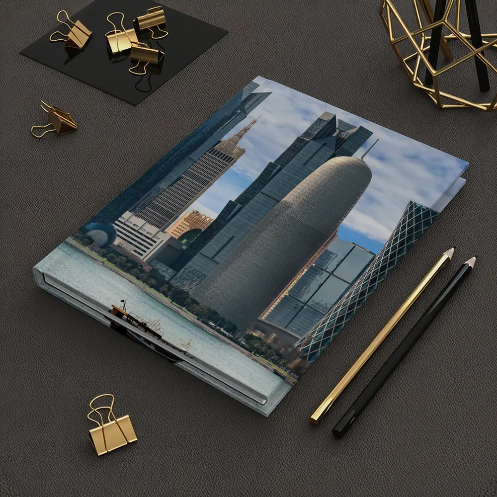 Doha Qatar Skyline Waterfront Dhow Boat – Notebooks