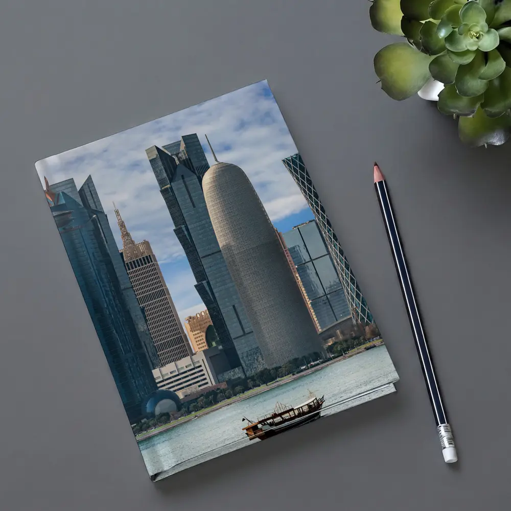 Doha Qatar Skyline Waterfront Dhow Boat – Notebooks