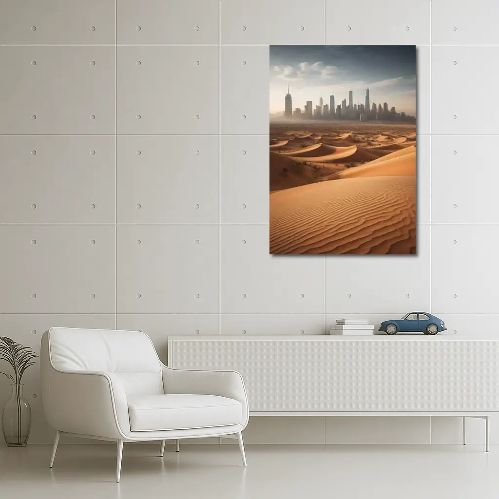 Desert Sand Dunes City Skyline Surreal – Wall Art