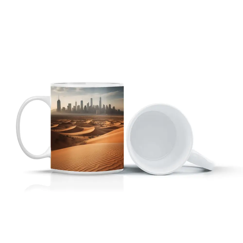Desert Sand Dunes City Skyline Surreal – Mugs
