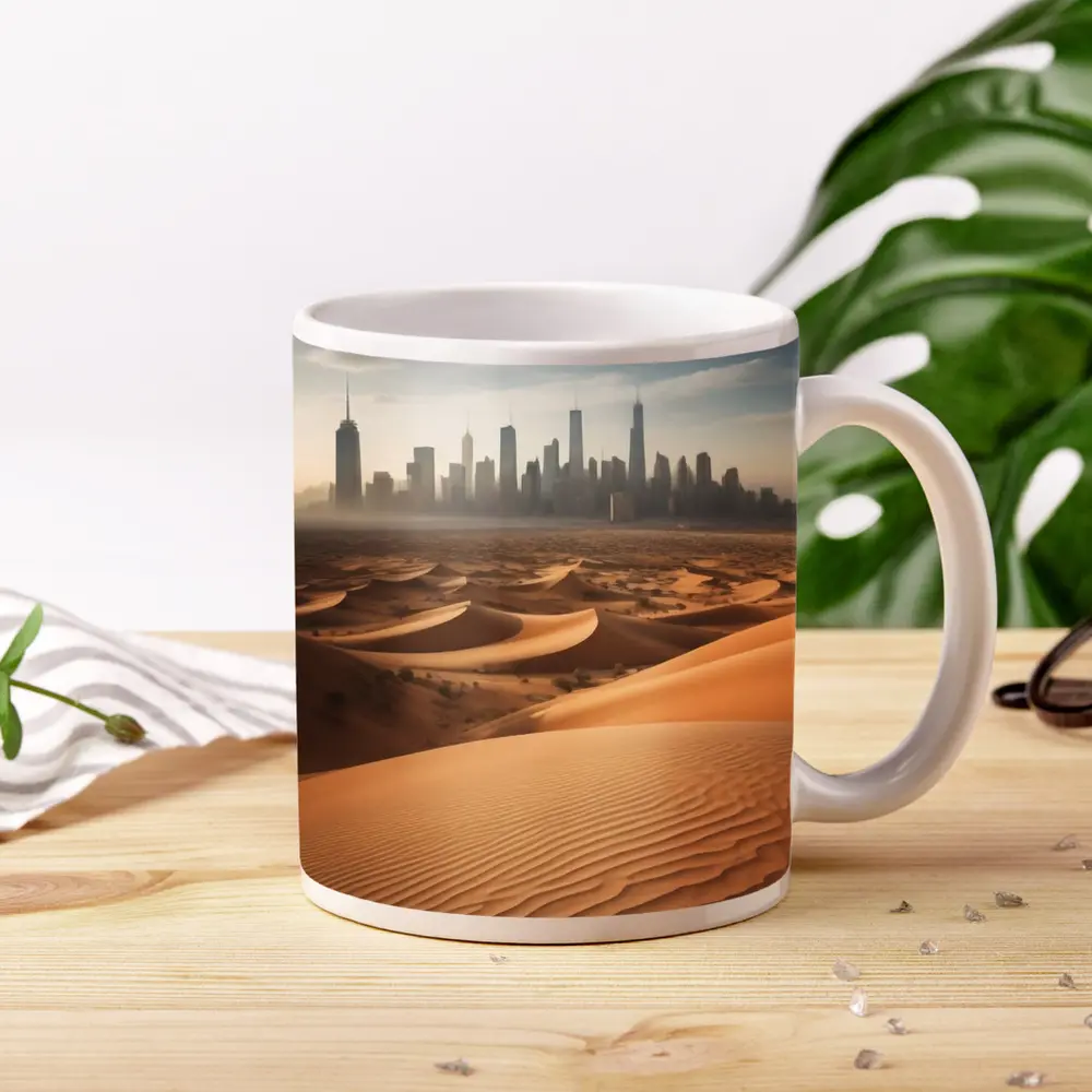 Desert Sand Dunes City Skyline Surreal – Mugs