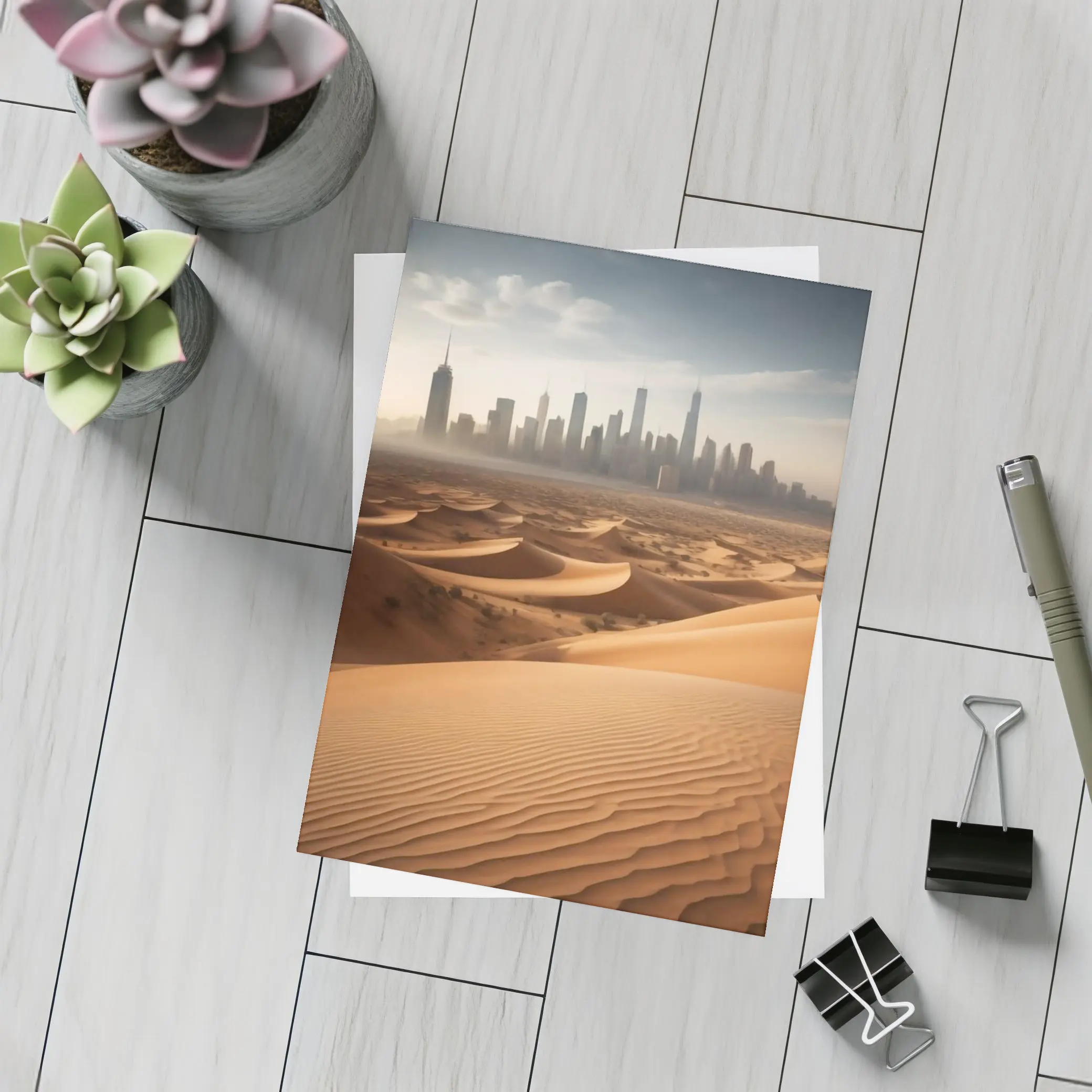 Desert Sand Dunes City Skyline Surreal – Postcards