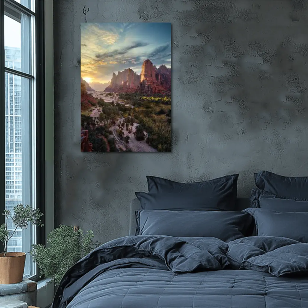Zion Canyon Red Rocks Sunset Landscape – Wall Art