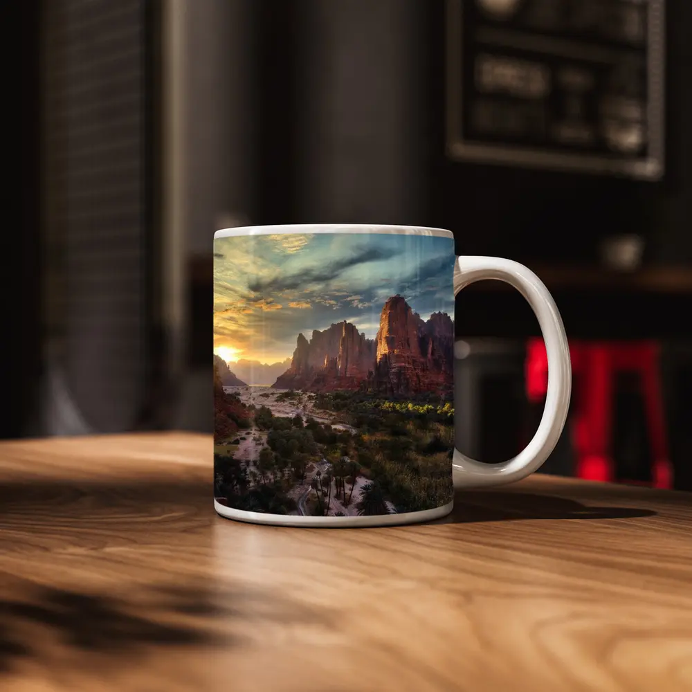 Zion Canyon Red Rocks Sunset Landscape – Mugs