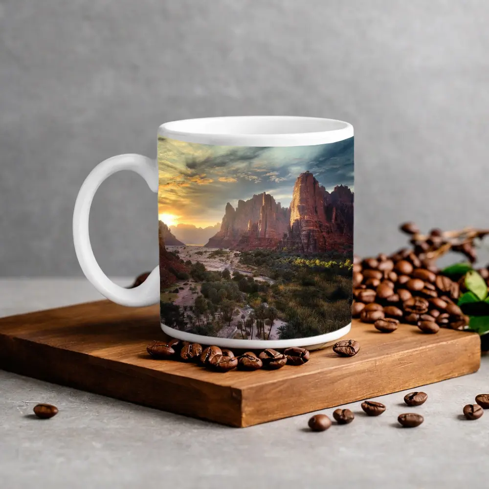 Zion Canyon Red Rocks Sunset Landscape – Mugs