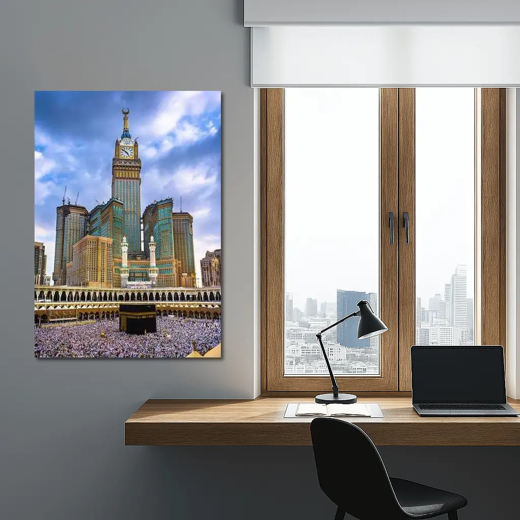 Mecca Kaaba Clock Tower Crowd Islam – Wall Art