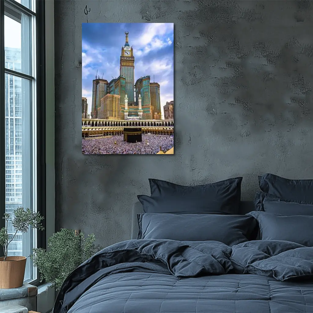 Mecca Kaaba Clock Tower Crowd Islam – Wall Art