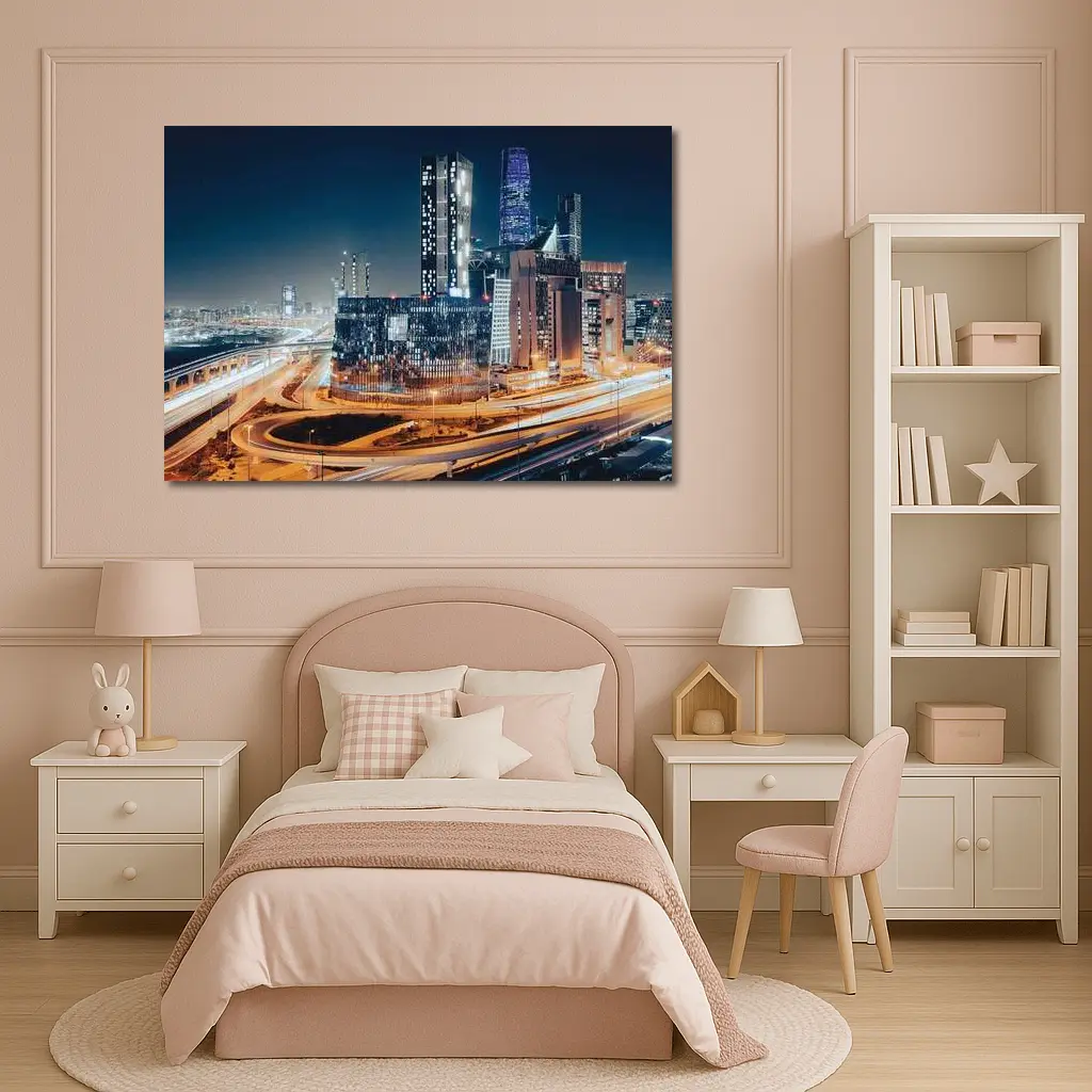Doha Qatar City Skyline At Night – Wall Art
