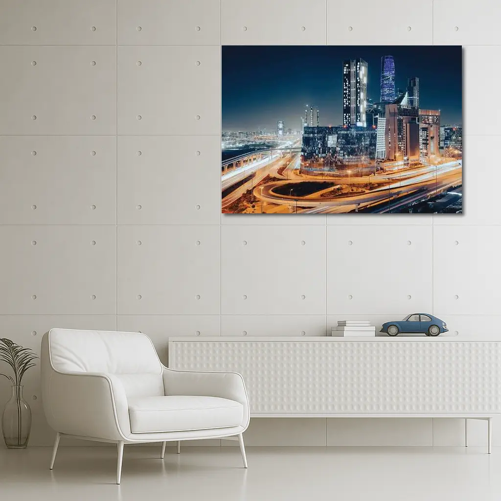 Doha Qatar City Skyline At Night – Wall Art