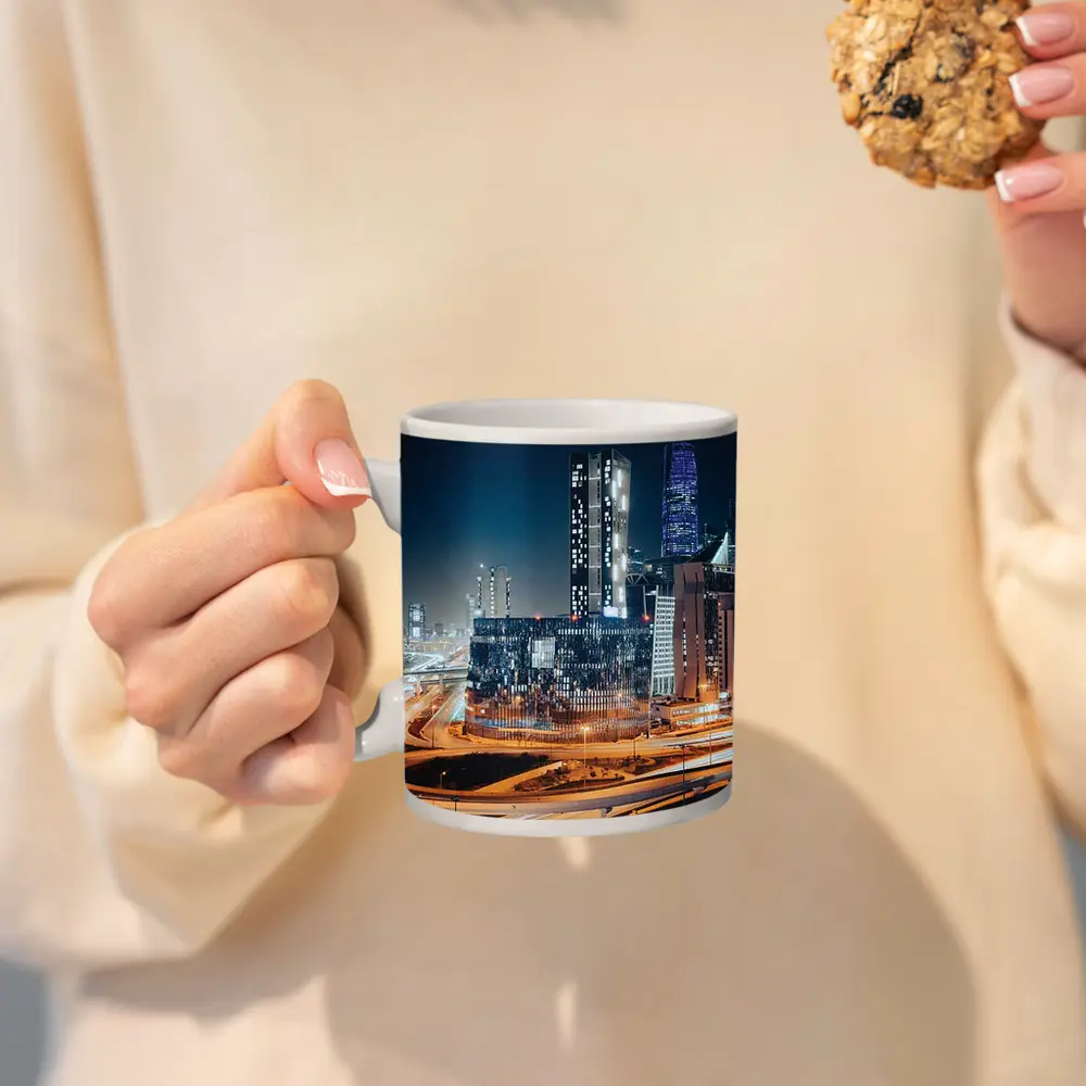 Doha Qatar City Skyline At Night – Mugs