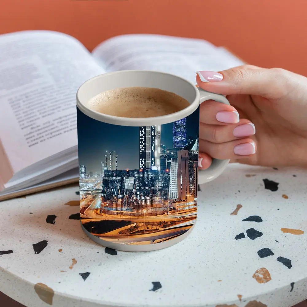 Doha Qatar City Skyline At Night – Mugs