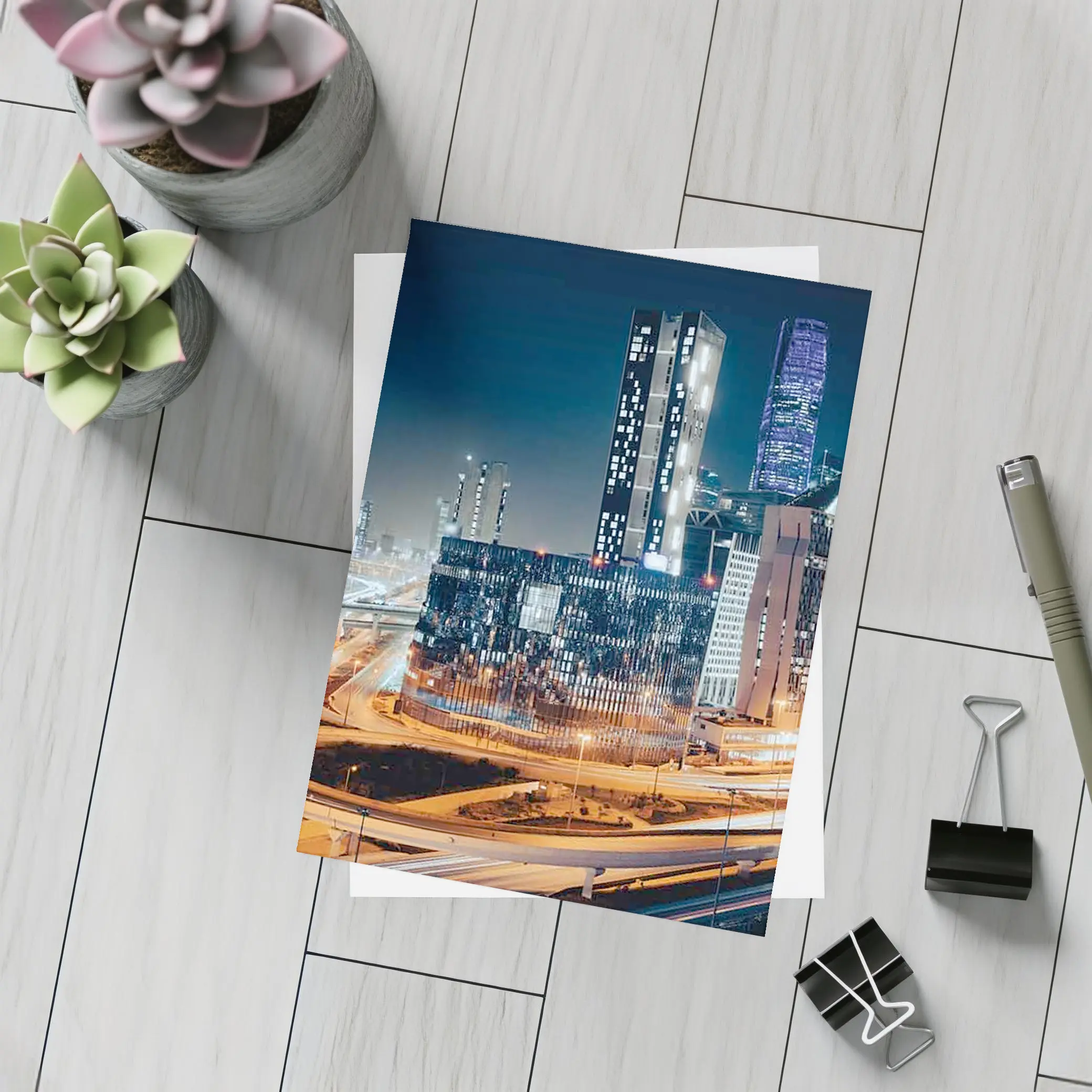 Doha Qatar City Skyline At Night – Postcards