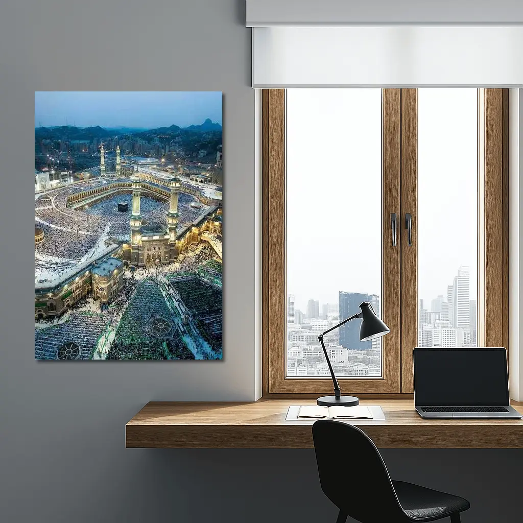 Mecca Grand Mosque Aerial Night View – Wall Art