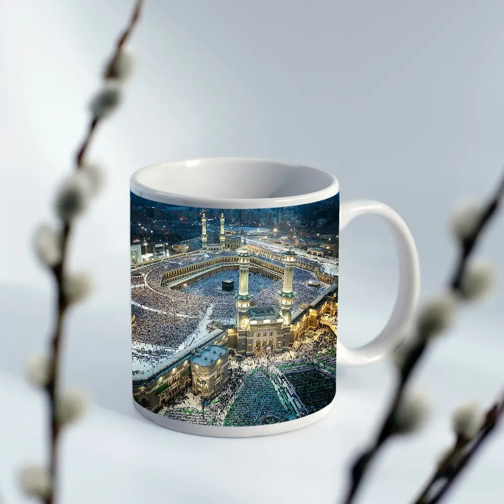 Mecca Grand Mosque Aerial Night View – Mugs