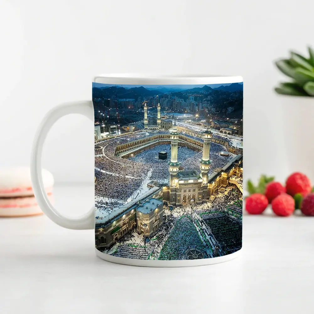 Mecca Grand Mosque Aerial Night View – Mugs
