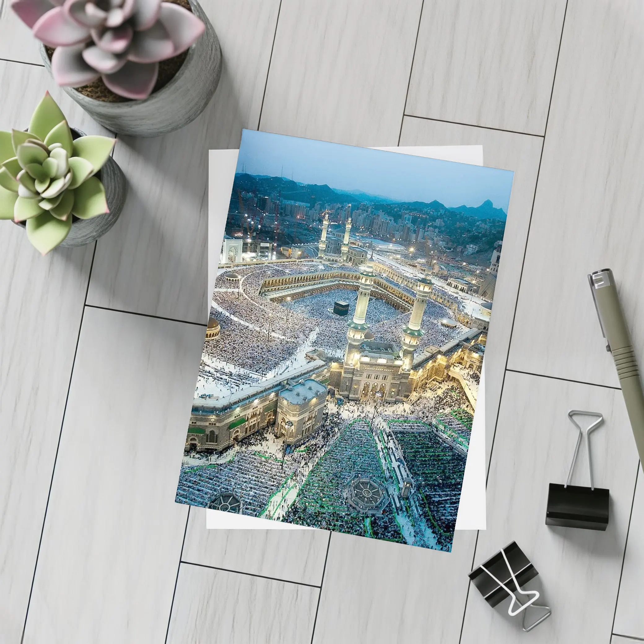 Mecca Grand Mosque Aerial Night View – Postcards