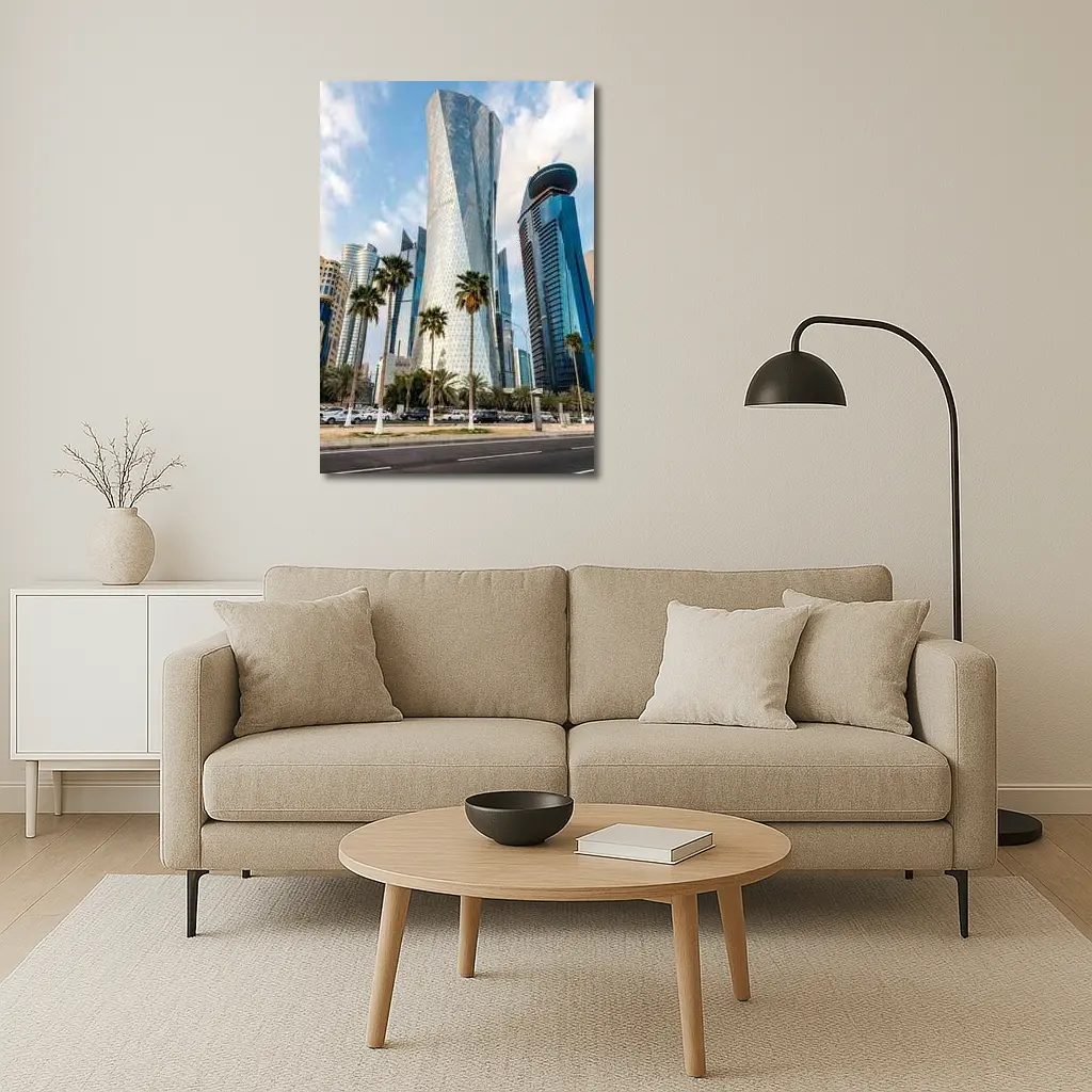 Doha Qatar Skyline Tower Palm Trees – Wall Art