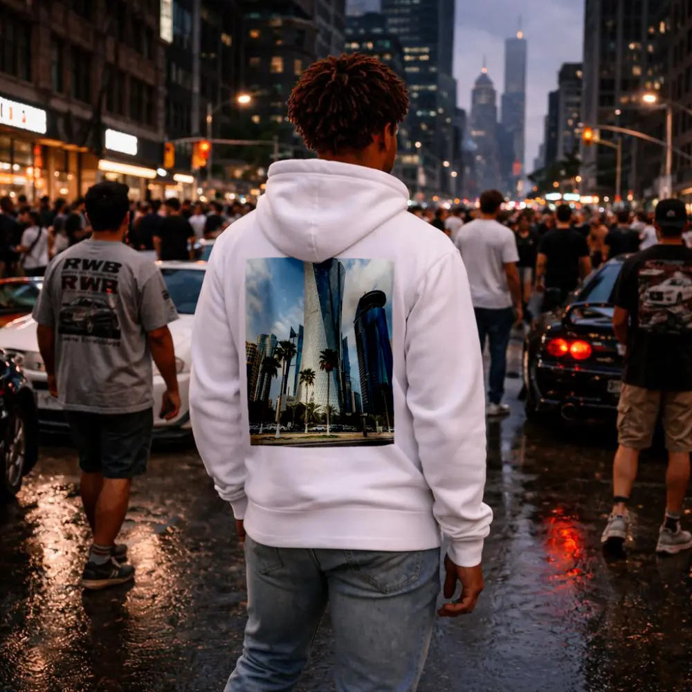Doha Qatar Skyline Tower Palm Trees – Hoodies