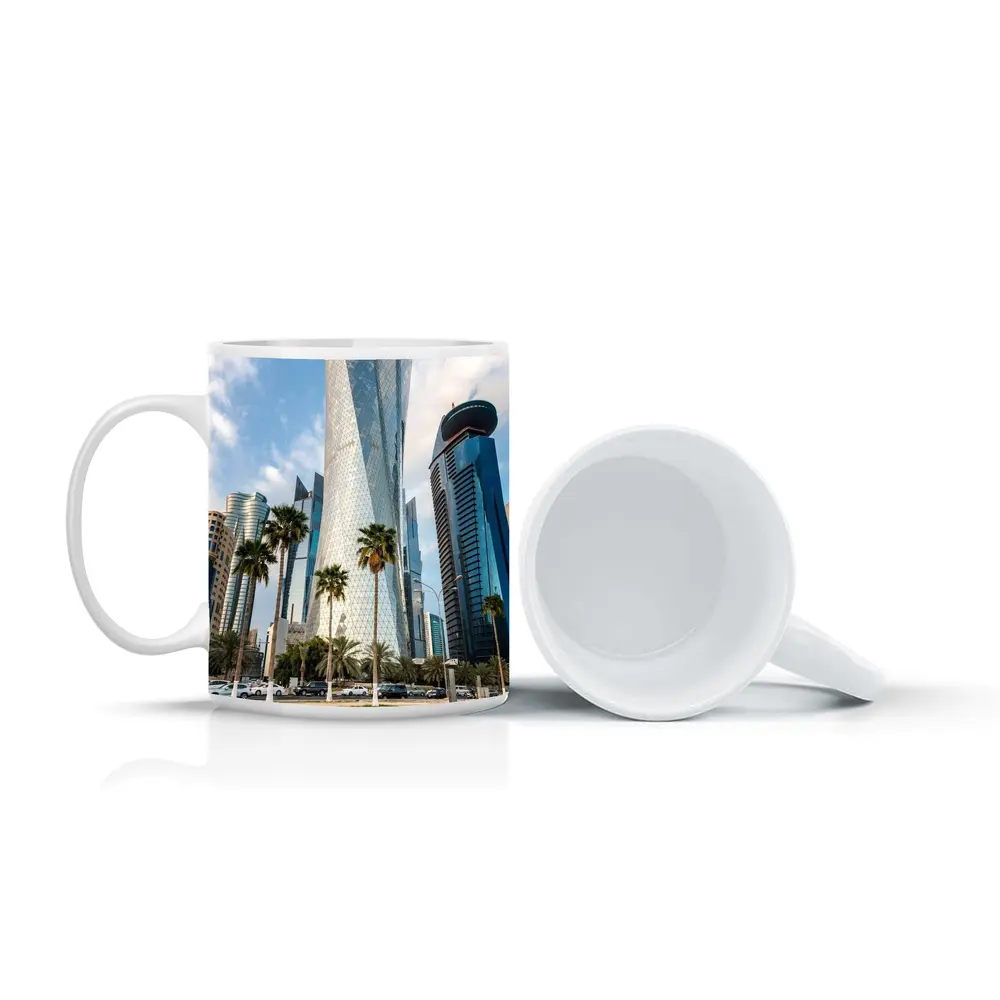 Doha Qatar Skyline Tower Palm Trees – Mugs