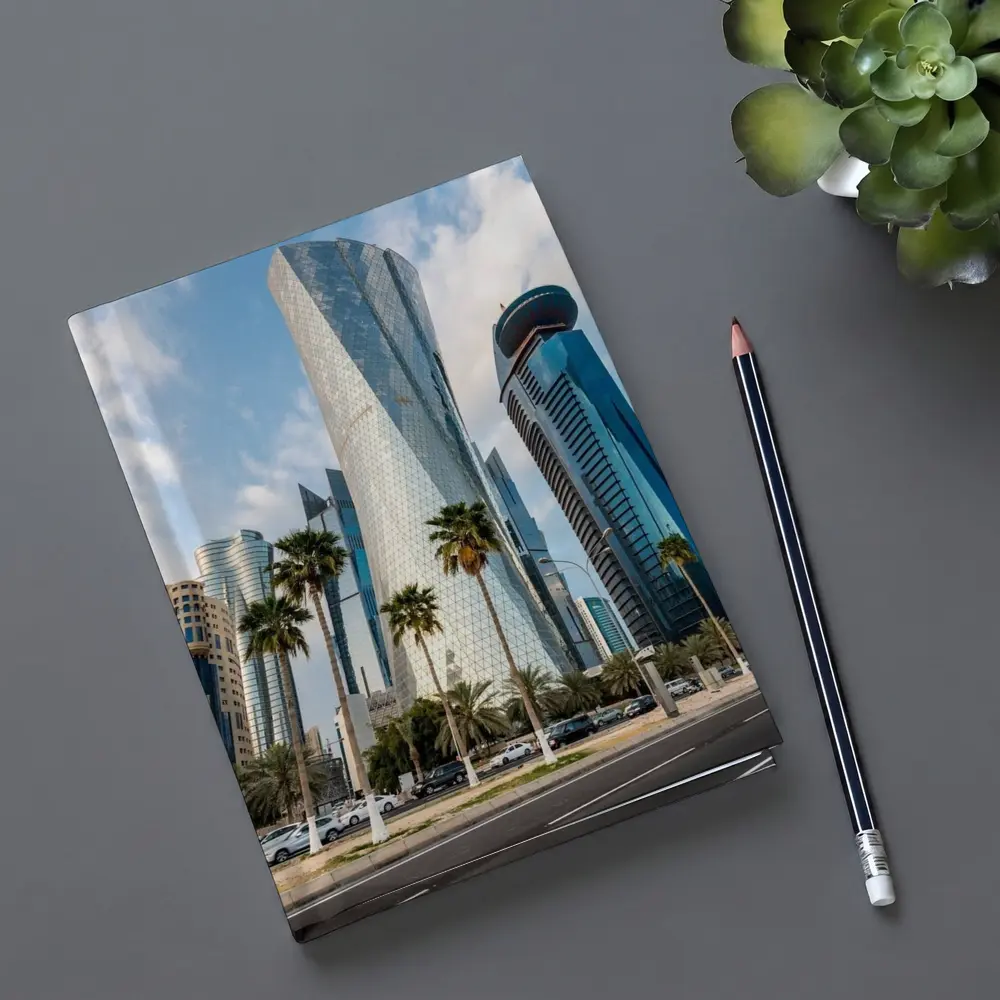 Doha Qatar Skyline Tower Palm Trees – Notebooks