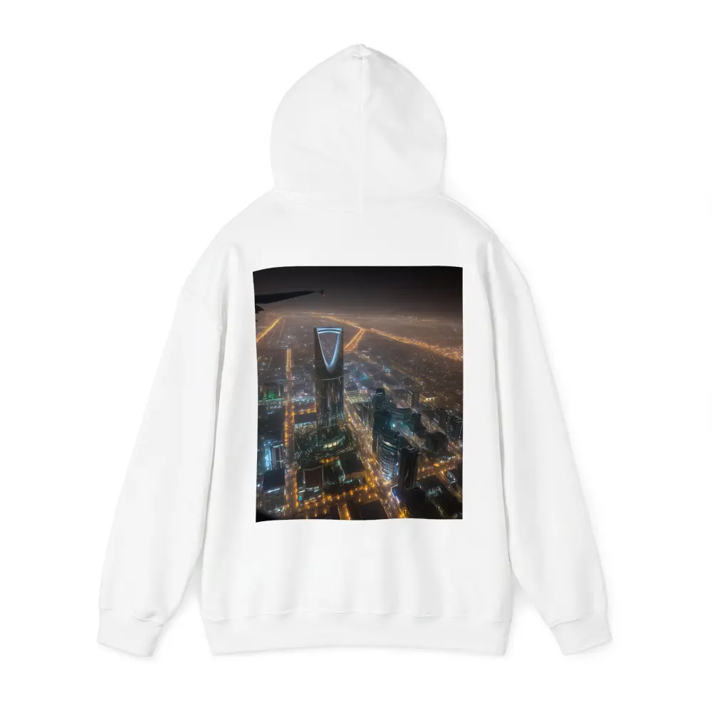 Riyadh Kingdom Tower Aerial Night City View – Hoodies