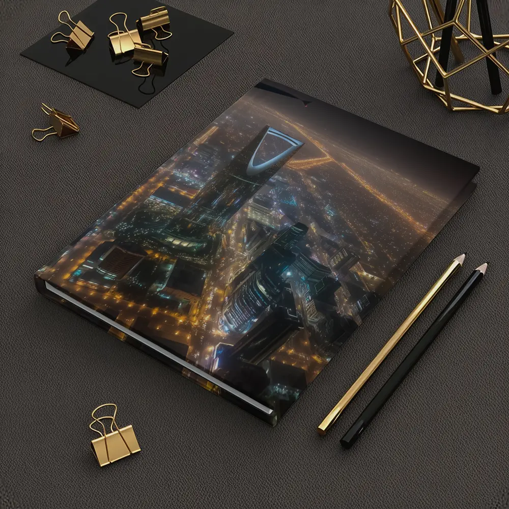 Riyadh Kingdom Tower Aerial Night City View – Notebooks