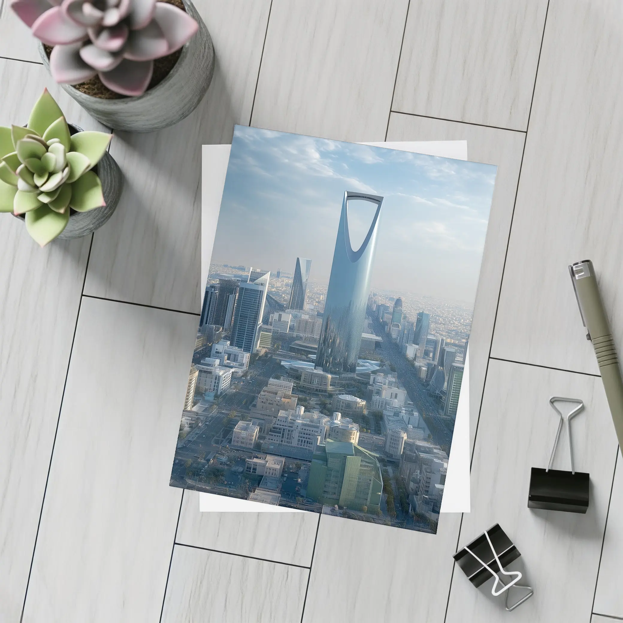 Riyadh Saudi Arabia Kingdom Tower Skyline View – Postcards