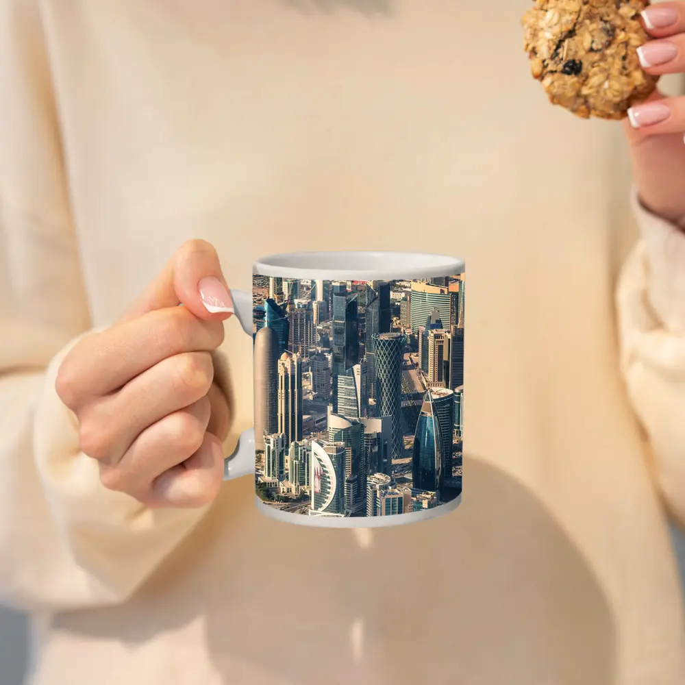 Doha Qatar Skyline Aerial City View – Mugs