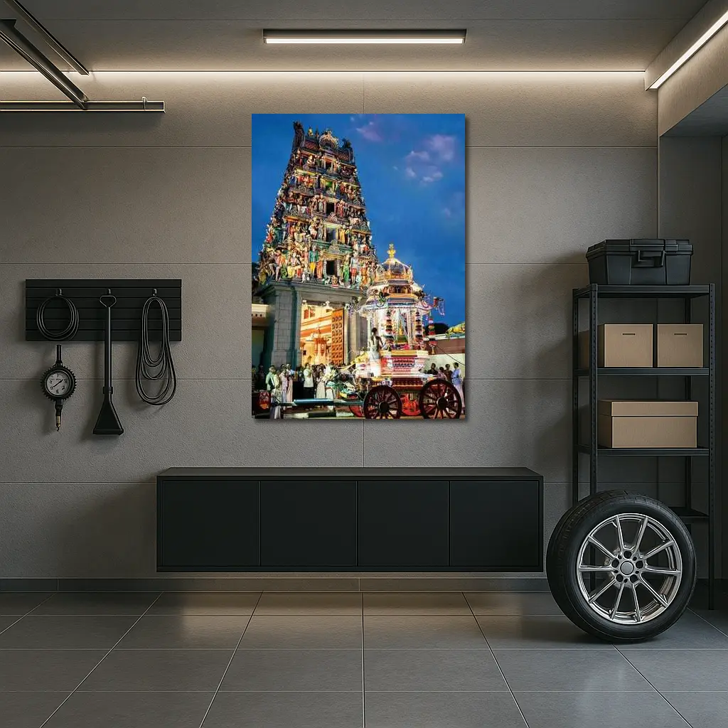 Hindu Temple Gopuram Festival Night Singapore – Wall Art