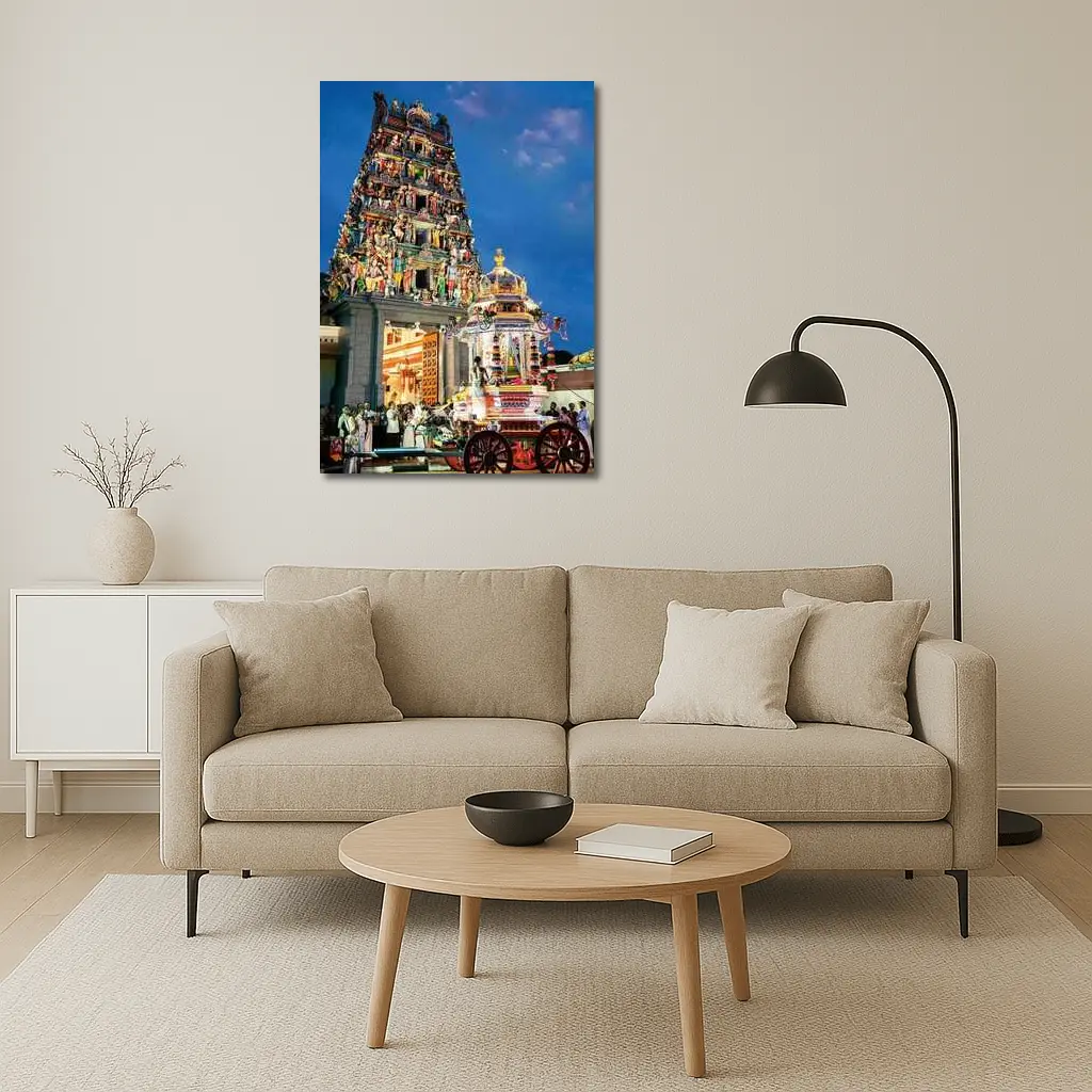 Hindu Temple Gopuram Festival Night Singapore – Wall Art